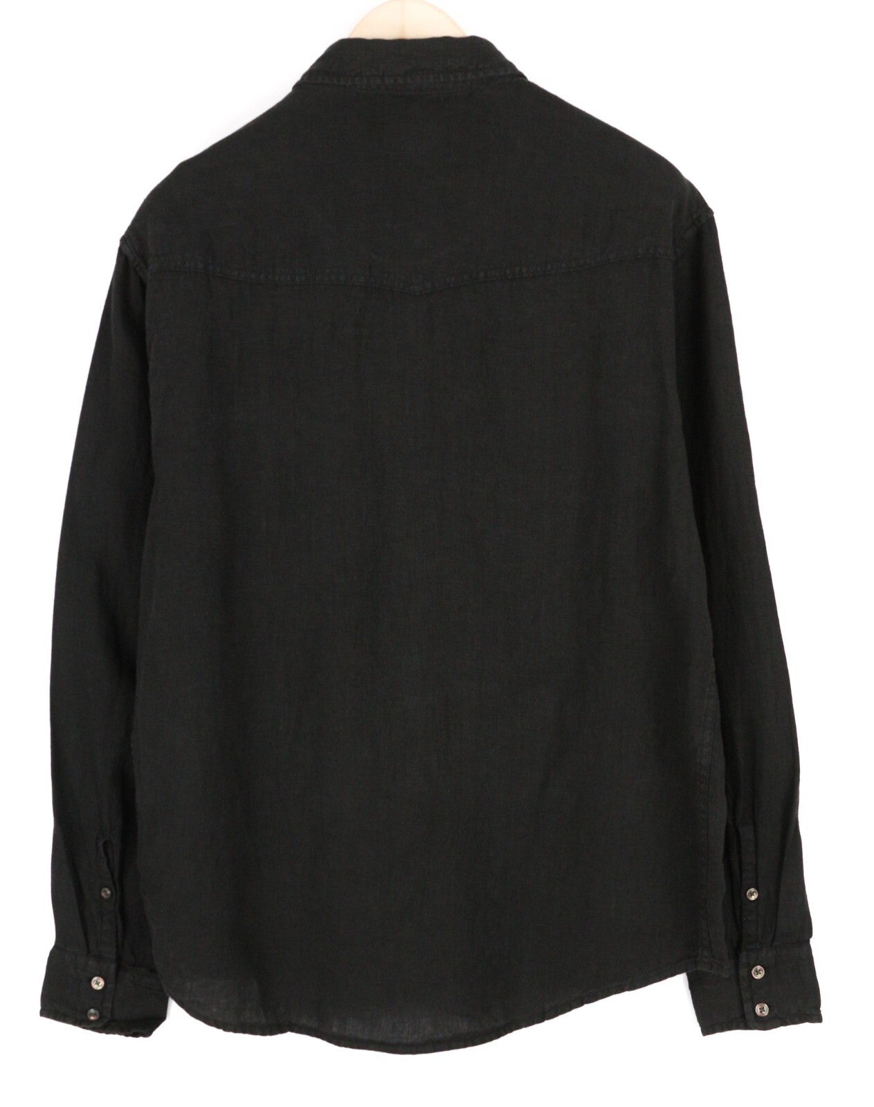 DIESEL S-East-Long-Lin Mens Shirt XL Western Linen RRP€175 Spread Neck Black