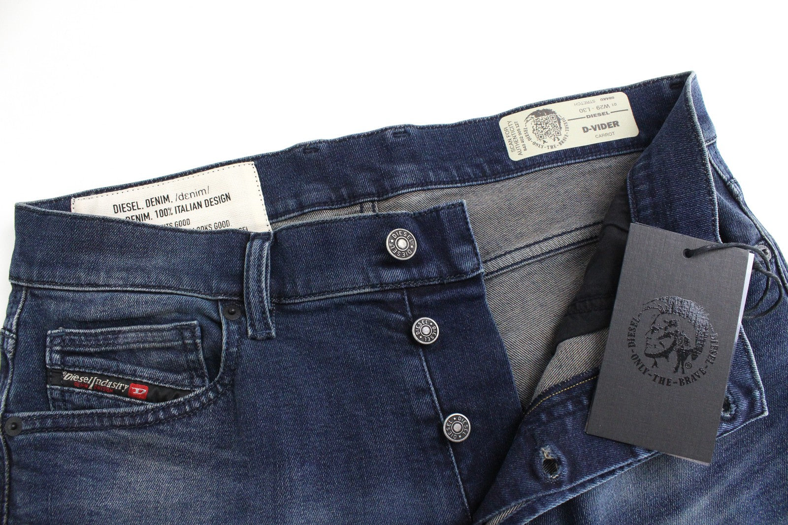 DIESEL D-Vider 084AU Men's Jeans W29/L30 Carrot Fit Stretch Denim Blue