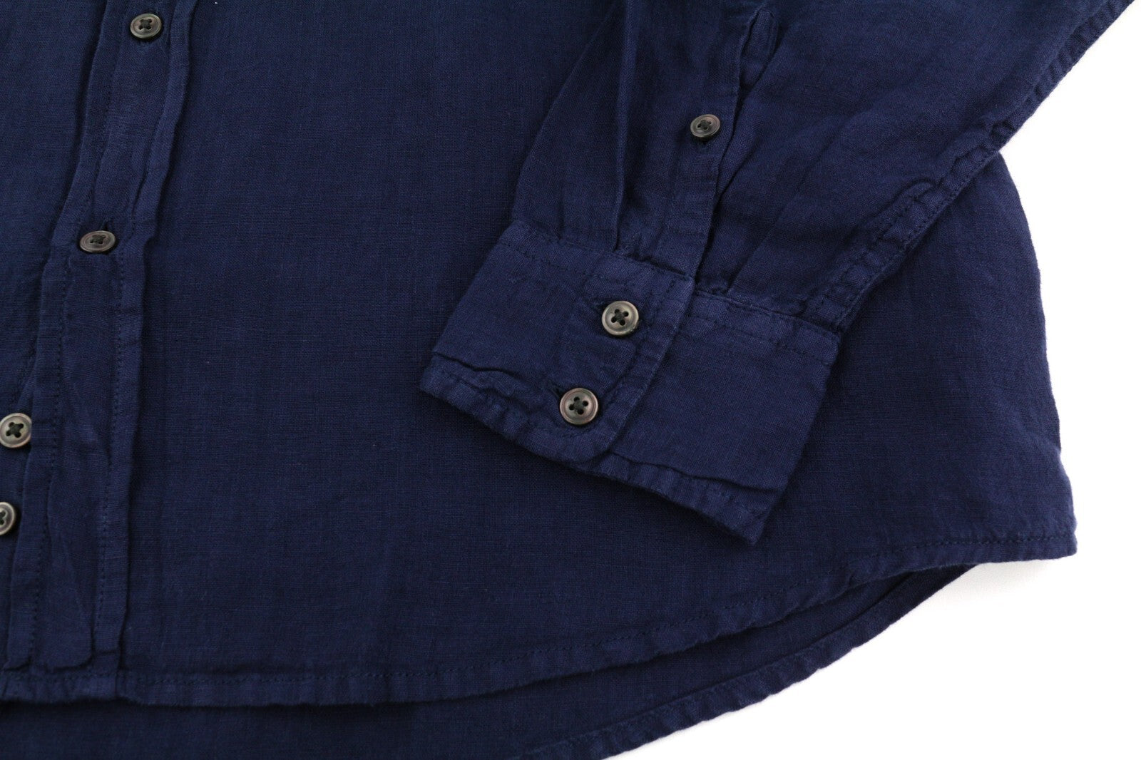 DIESEL S-East-Long-Lin Mens Shirt L Western Linen RRP€175 Spread Neck Dark Blue