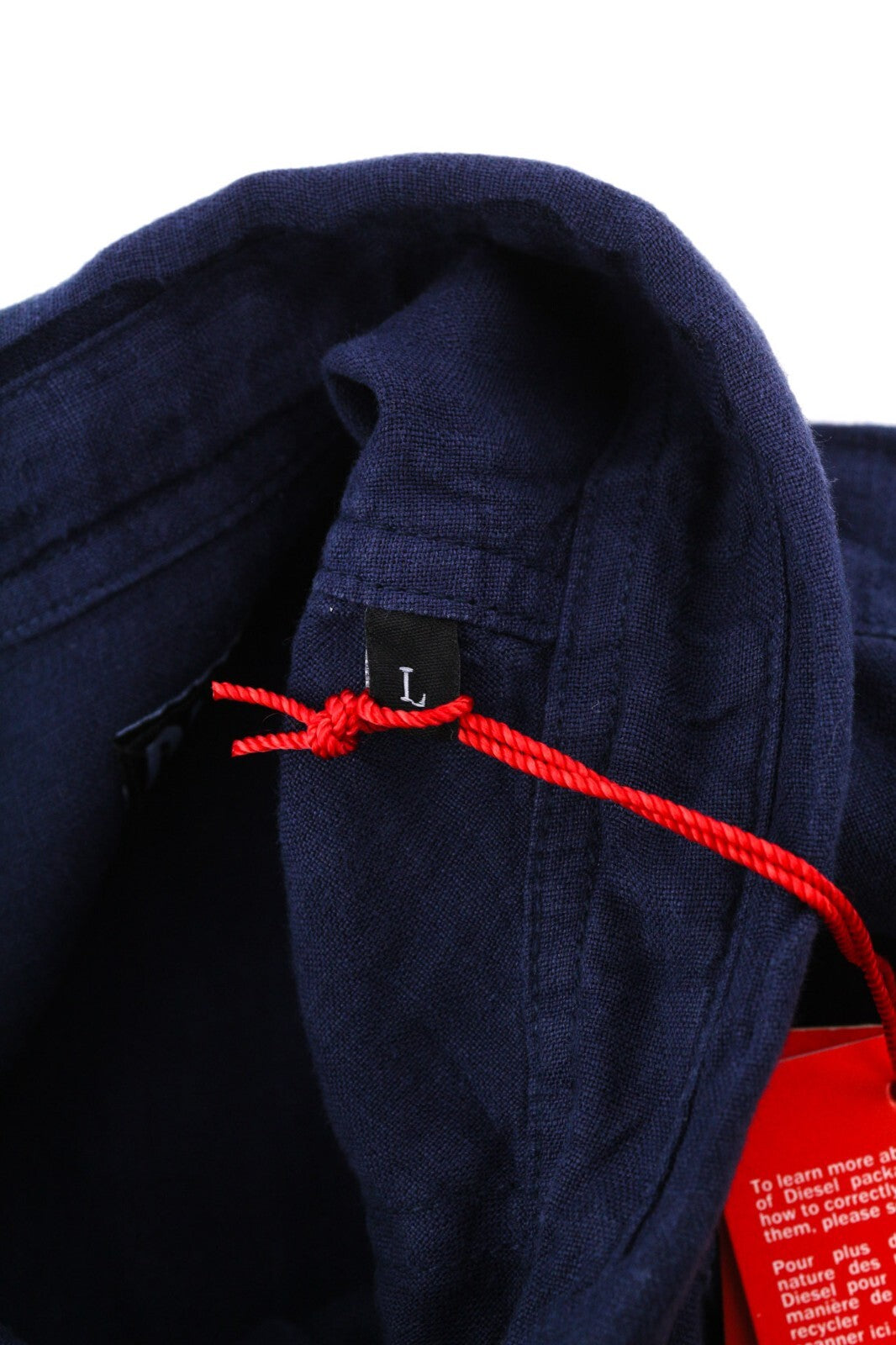 DIESEL S-East-Long-Lin Mens Shirt L Western Linen RRP€175 Spread Neck Dark Blue