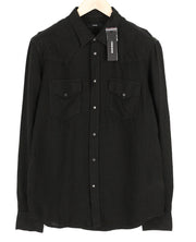 DIESEL S-East-Long-Lin Mens Shirt L Western Linen RRP€175 Spread Neck Black
