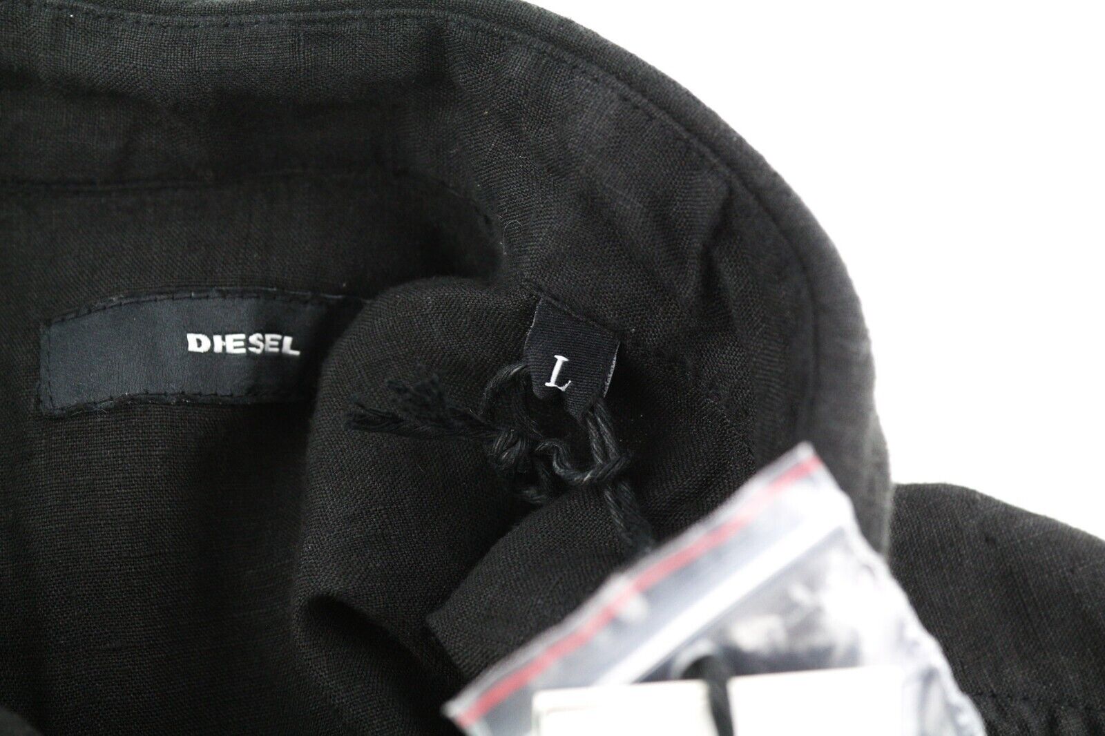 DIESEL S-East-Long-Lin Mens Shirt L Western Linen RRP€175 Spread Neck Black