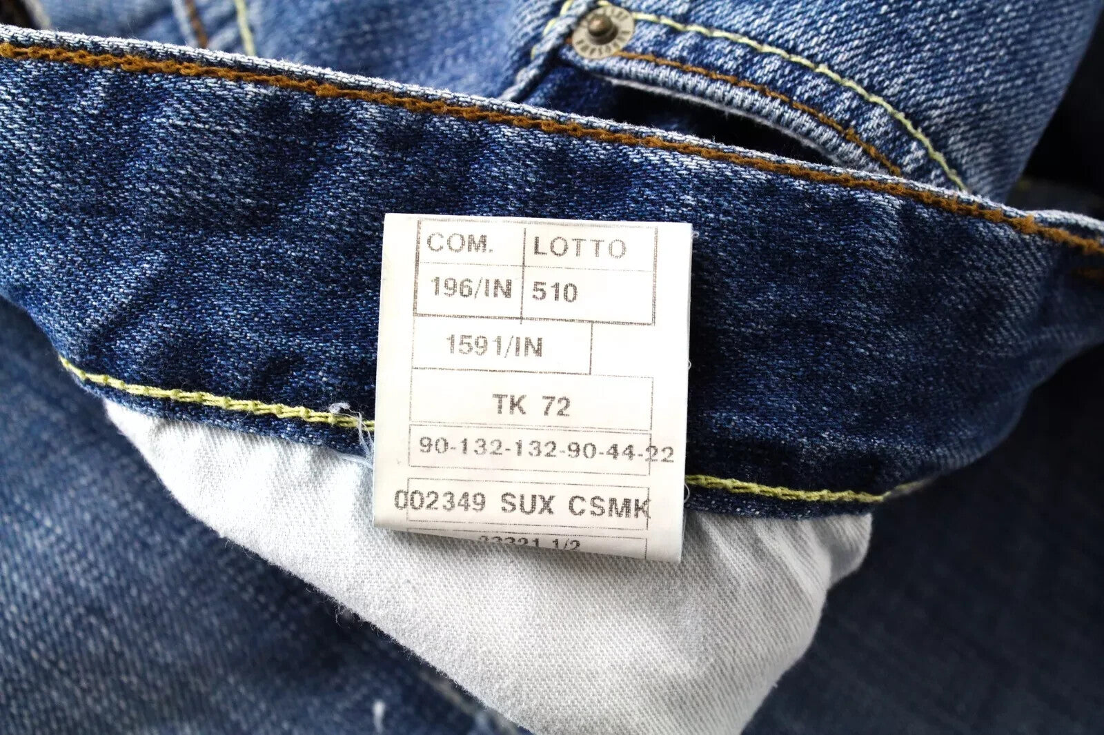 TAKESHY KUROSAWA Slim džinsai W34 dažytos mėlynos spalvos su dirbtiniais įbrėžimais ir sagomis vyrams 