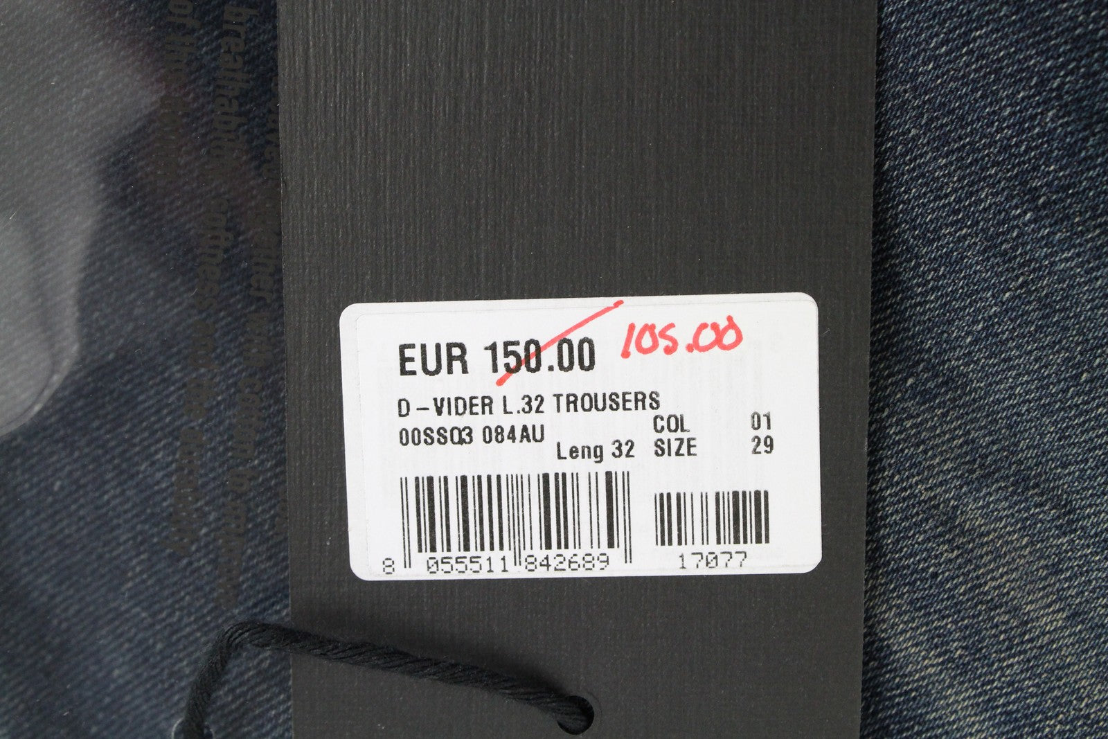 DIESEL D-Vider 084AU Men's Jeans W29/L32 Carrot Fit Stretch Blue Button