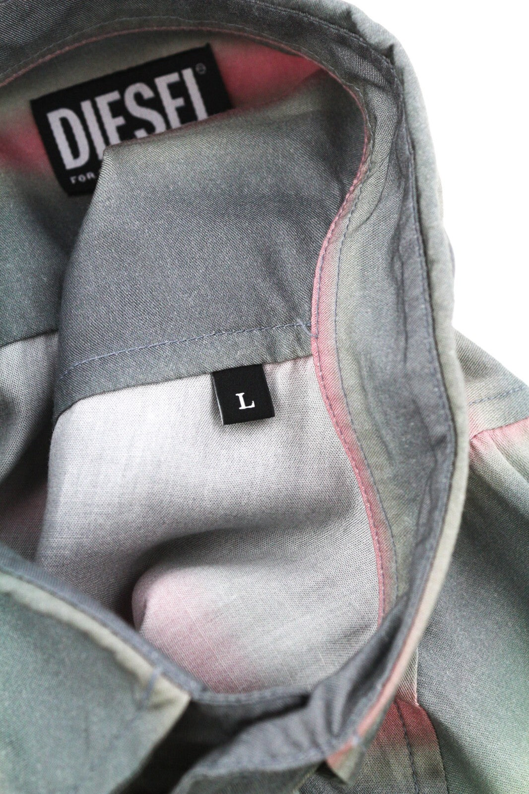 DIESEL S-Tucker-Stripe Mens Shirt L  Patterned Buttoned Spread Neck RRP€150