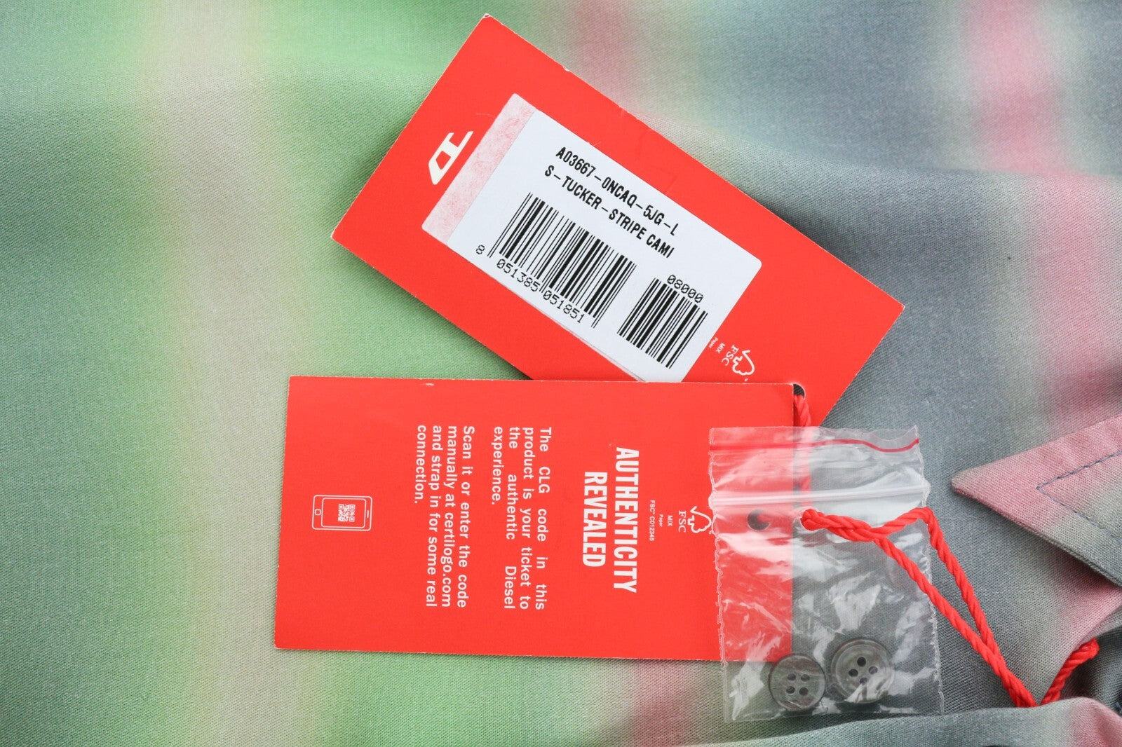 DIESEL S-Tucker-Stripe Mens Shirt L  Patterned Buttoned Spread Neck RRP€150