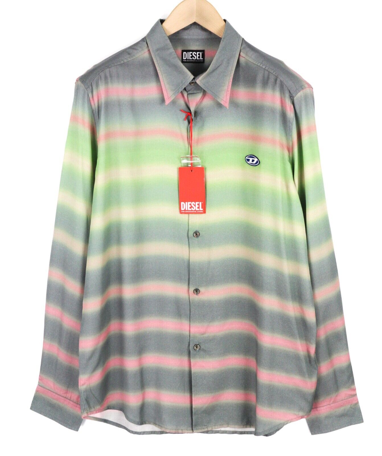 DIESEL S-Tucker-Stripe Mens Shirt XL  Patterned RRP€150 Spread Neck