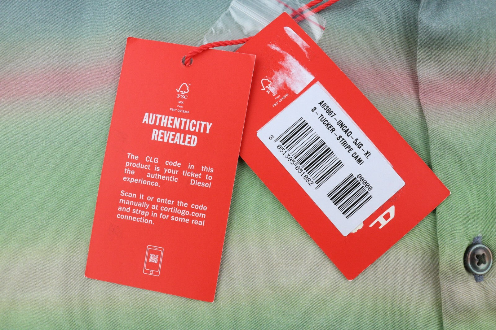 DIESEL S-Tucker-Stripe Mens Shirt XL  Patterned RRP€150 Spread Neck