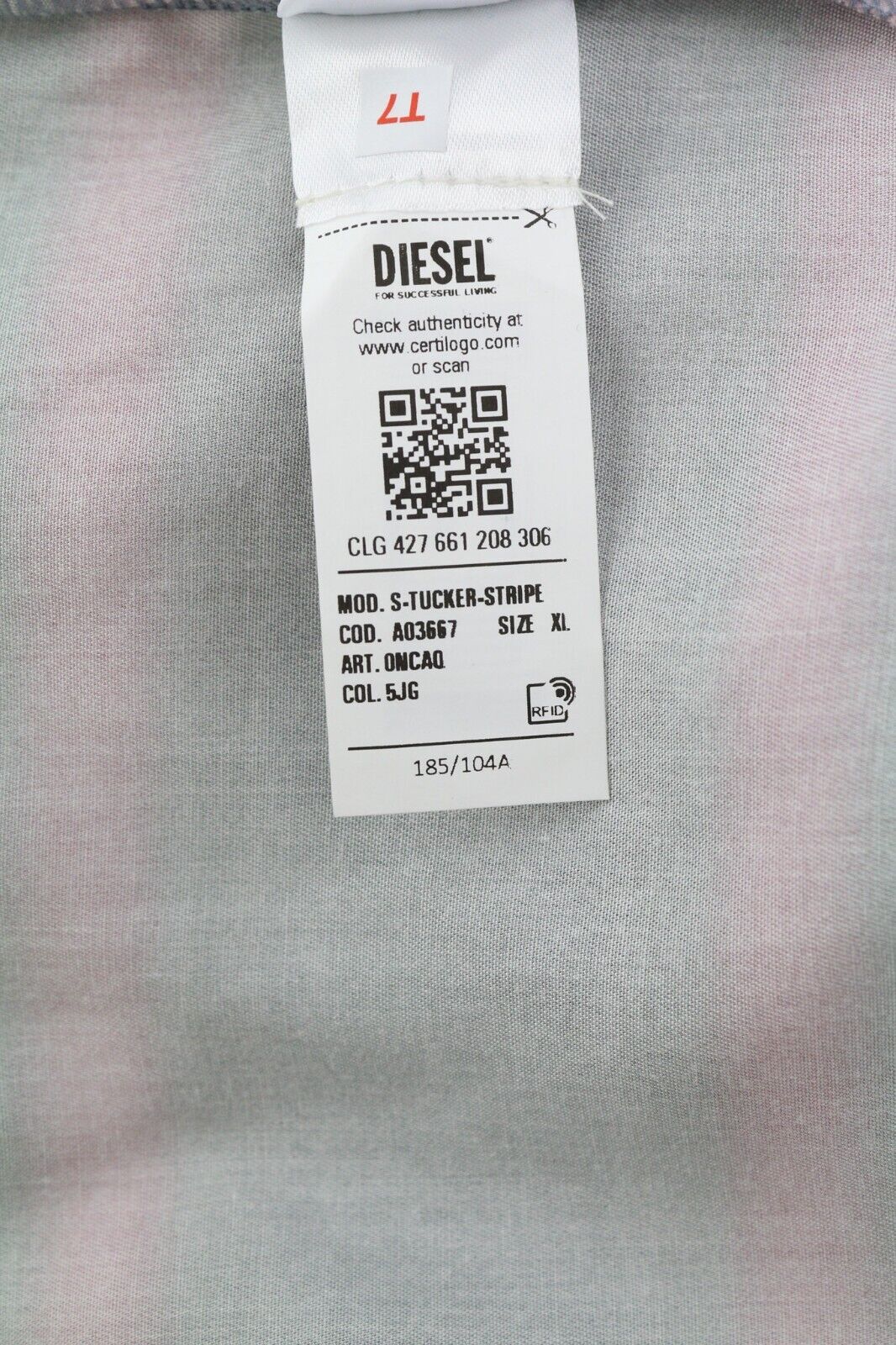 DIESEL S-Tucker-Stripe Mens Shirt XL  Patterned RRP€150 Spread Neck