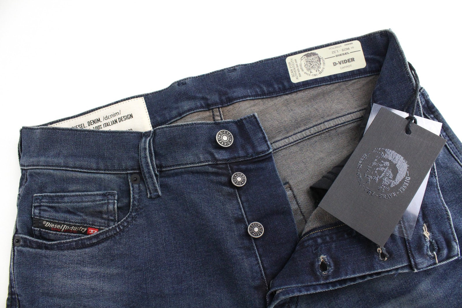 DIESEL D-Vider 084AU Men's Jeans W29/L32 Carrot Fit Stretch Blue Washed