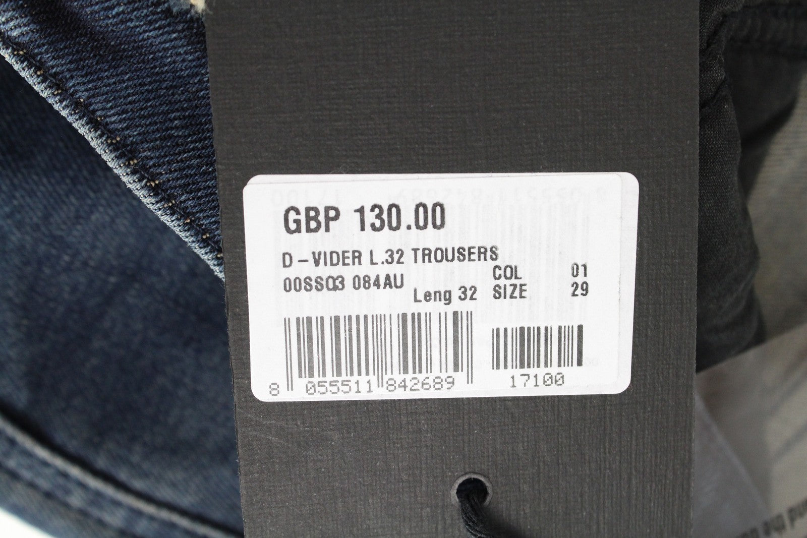 DIESEL D-Vider 084AU Men's Jeans W29/L32 Carrot Fit Stretch Blue Washed