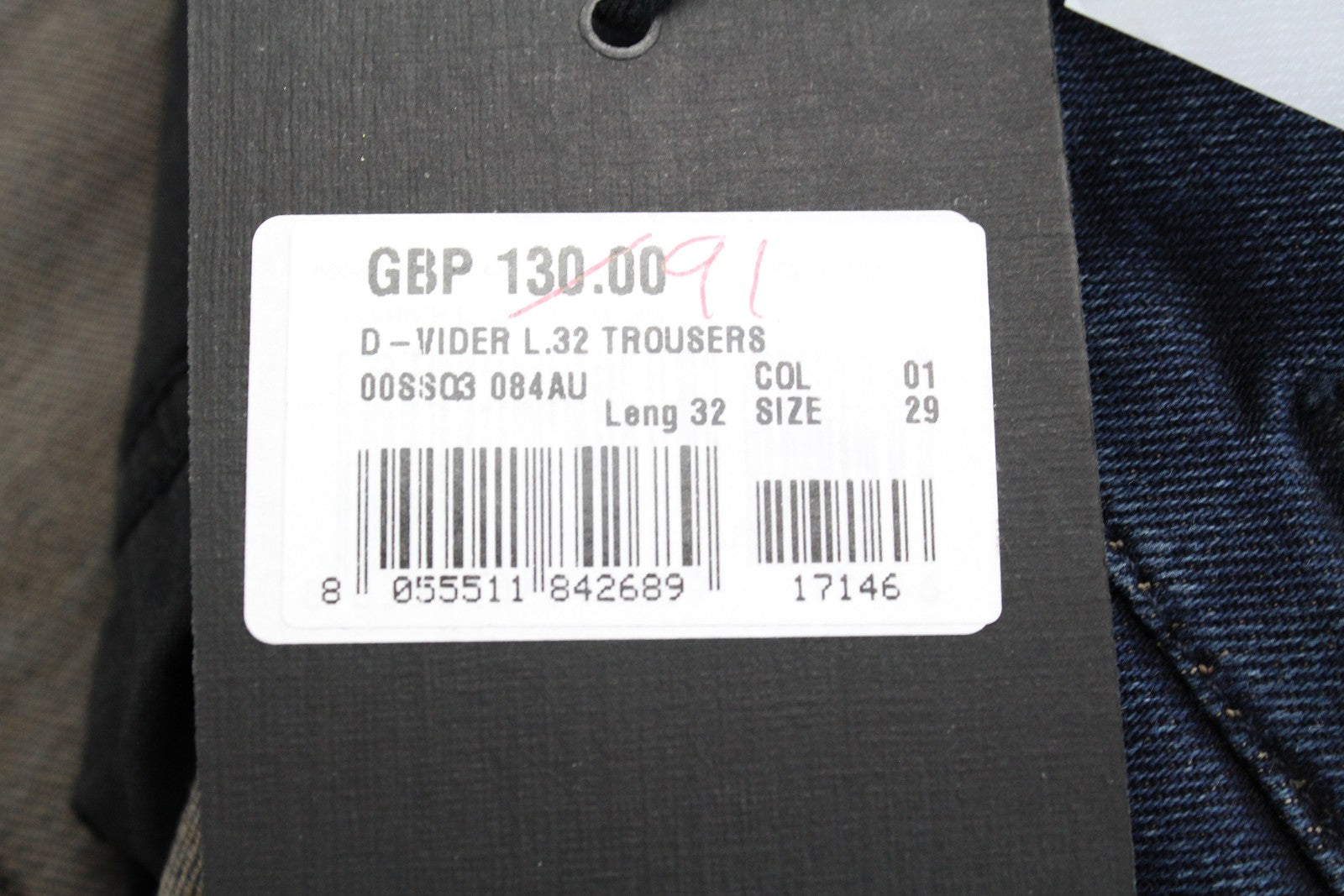 DIESEL D-Vider 084AU Men's Jeans W29/L32 Carrot Fit Stretch Blue Washed Denim