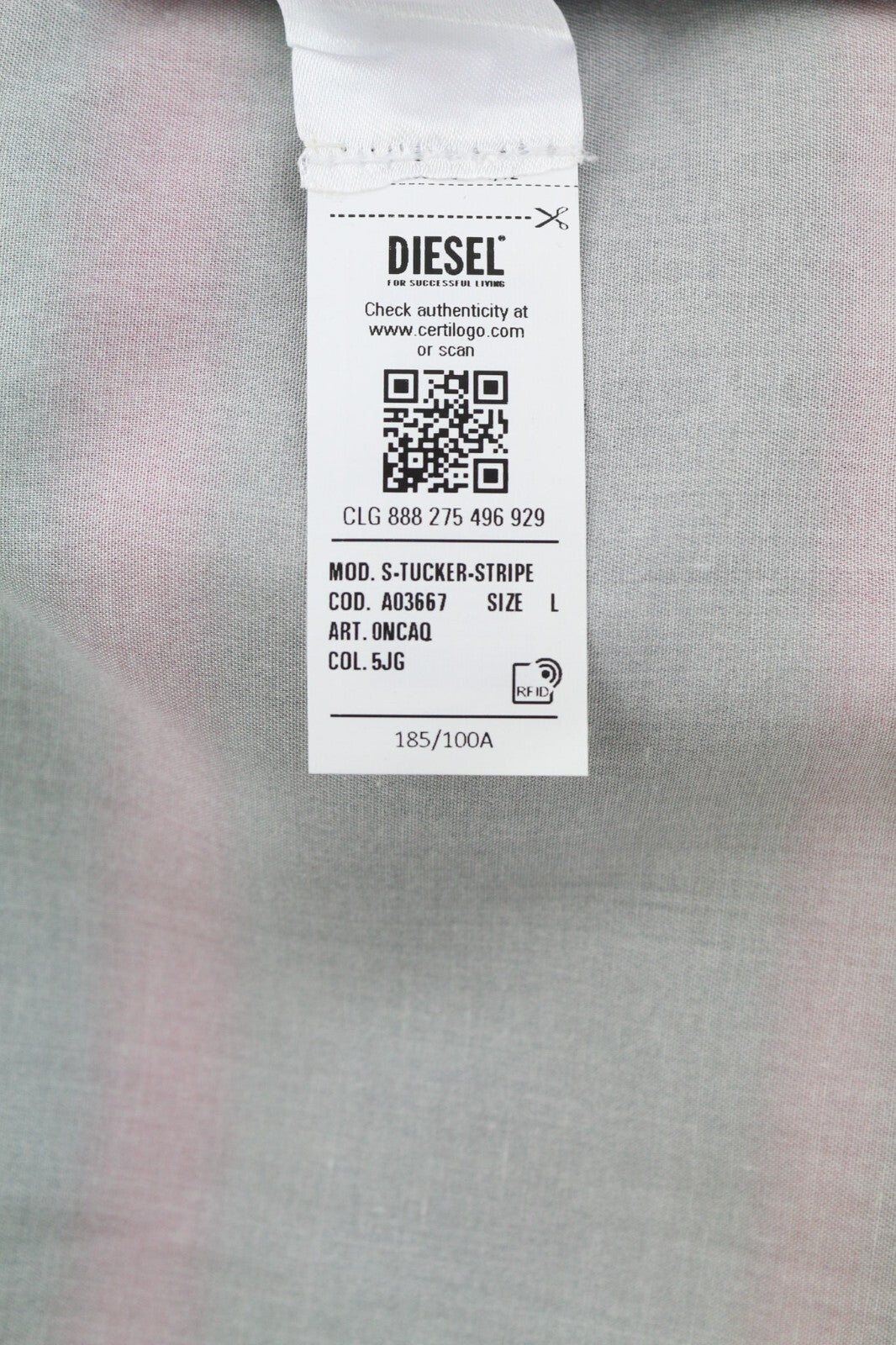 DIESEL S-Tucker-Stripe Mens Shirt L RRP€150 Patterned Button Up Spread Collar