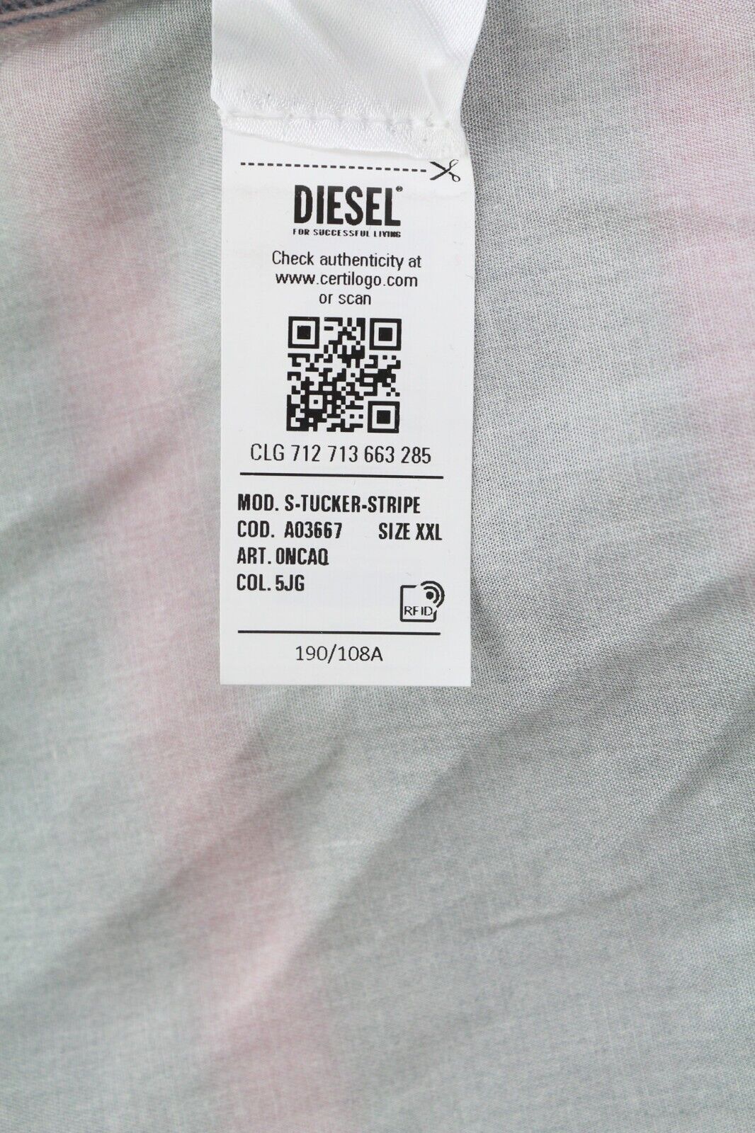 DIESEL S-Tucker-Stripe Mens Shirt 2XL Patterned Buttoned Spread Neck RRP€150