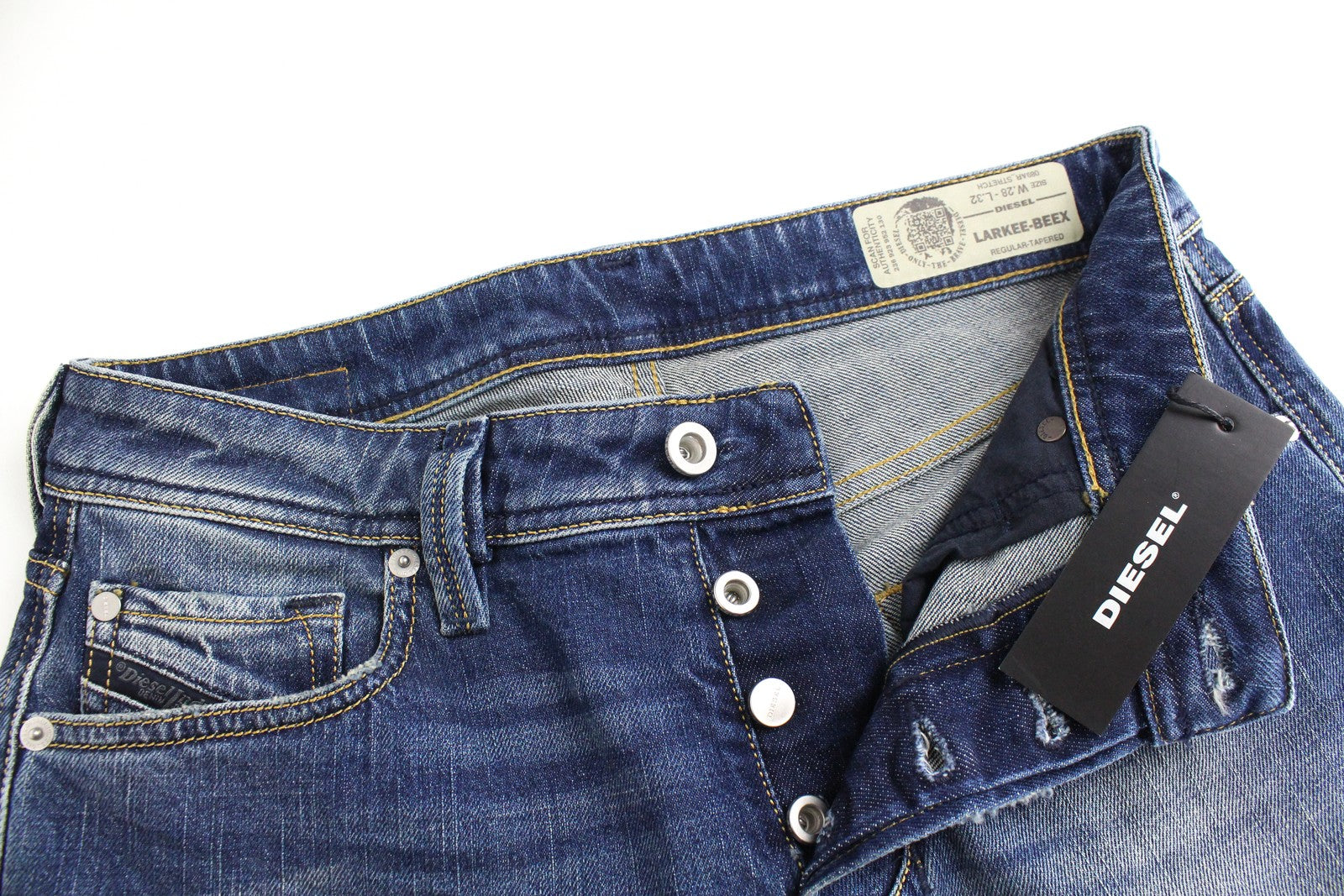 DIESEL Larkee-Beex 089AR Men's Jeans W28/L32 Taper Fit Blue Washed Stretch