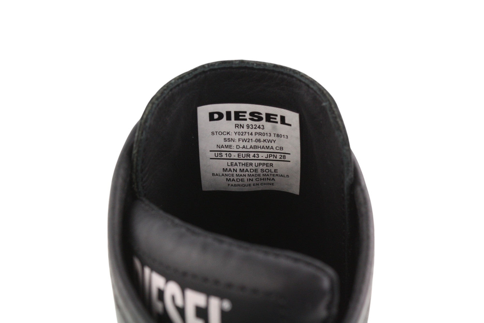 DIESEL D-Alabhama CB Men Boots EU43 Black Leather Mid Top Laced Almond RRP€295