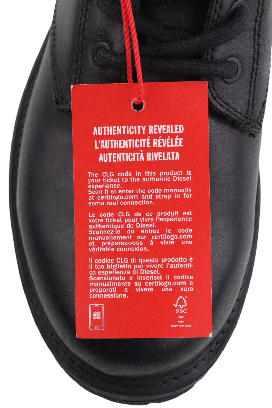 DIESEL D-Alabhama CB Men Boots EU43 Black Leather Mid Top Laced Almond RRP€295