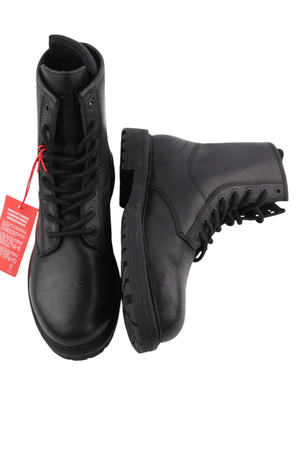 DIESEL D-Alabhama CB Men Boots EU43 Black Leather Mid Top Laced Almond RRP€295