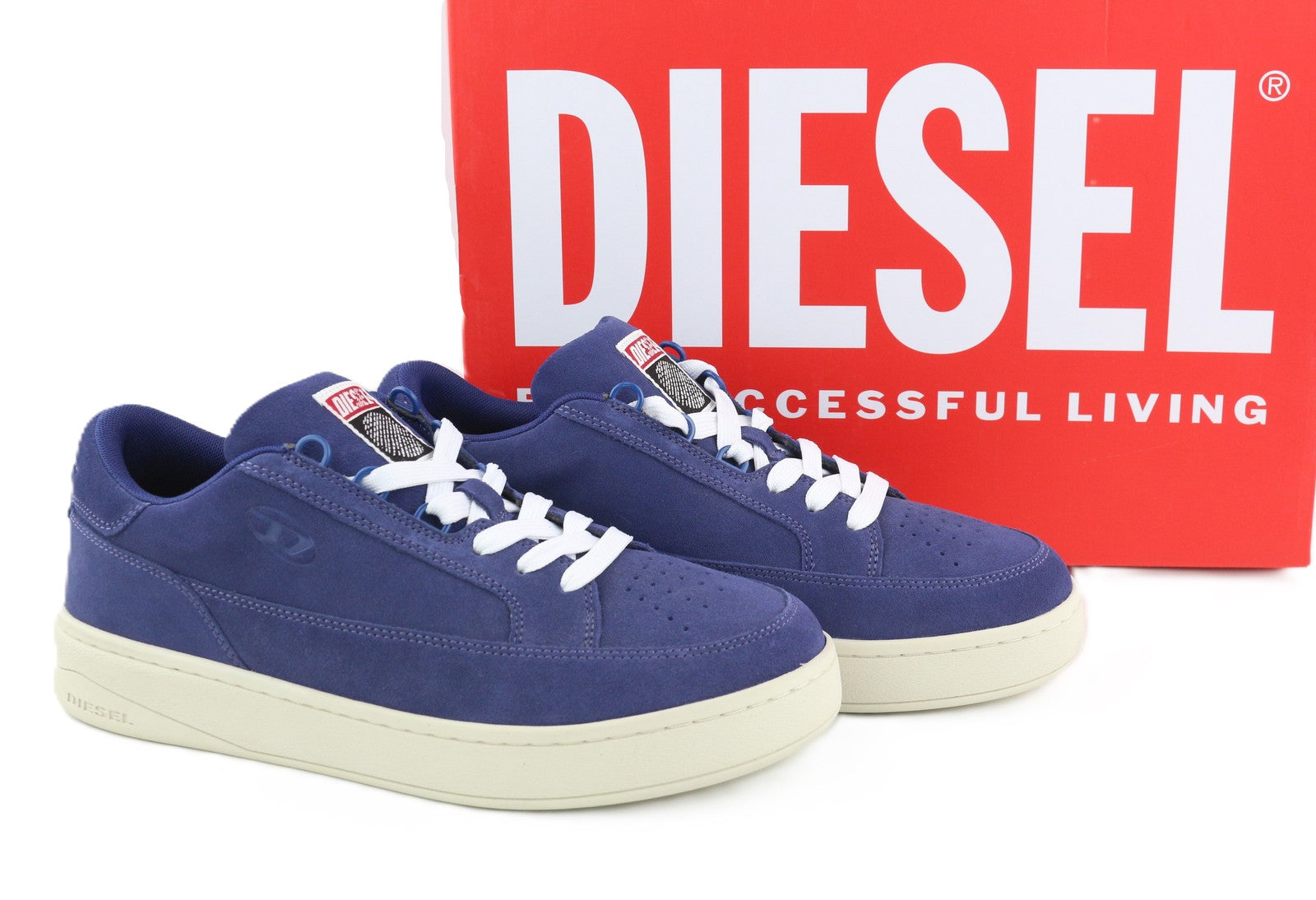 DIESEL S-Sinna Low Mens Sneakers EU45 Blue Cow Leather RRP€160 Lace Up Trainers