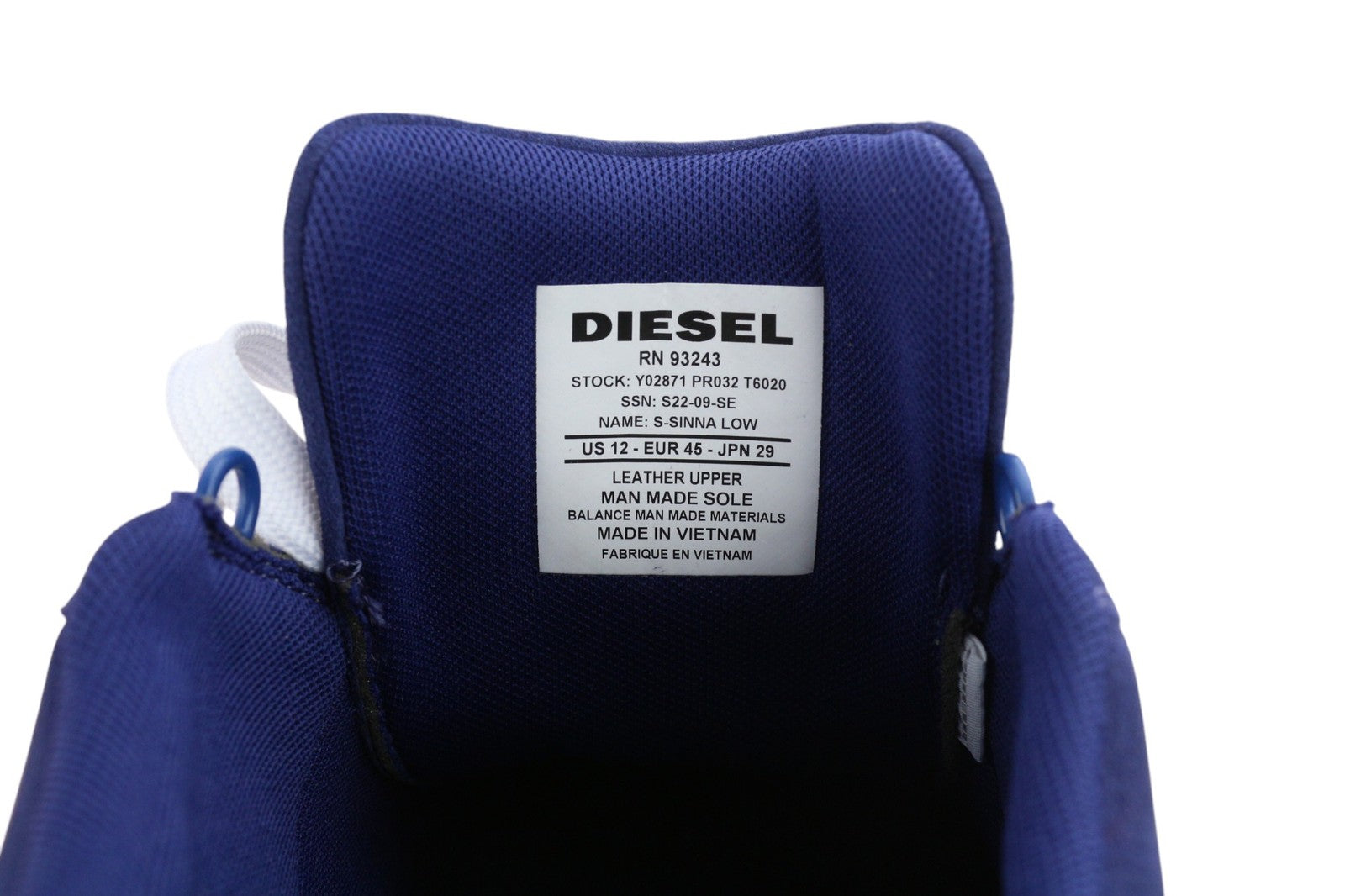 DIESEL S-Sinna Low Mens Sneakers EU45 Blue Cow Leather RRP€160 Lace Up Trainers