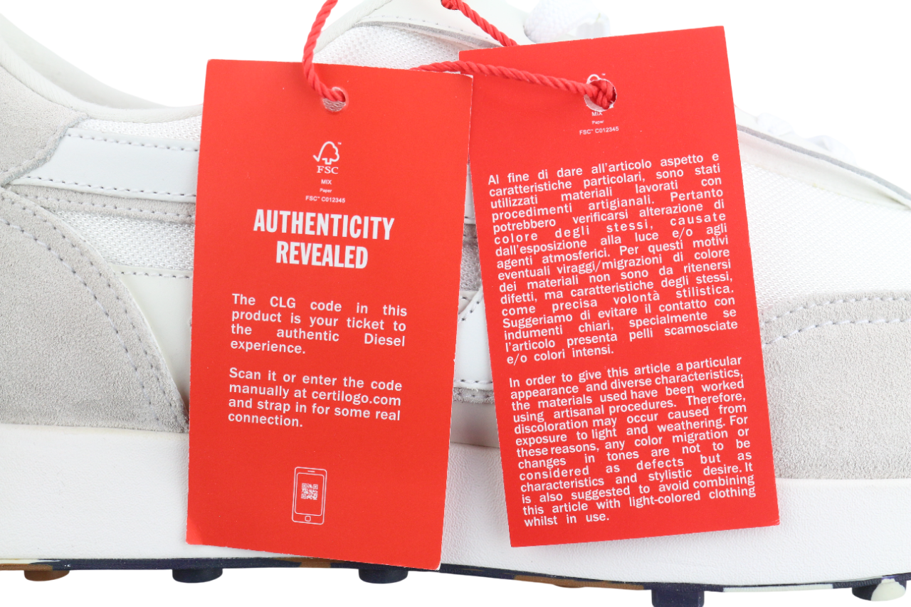 DIESEL S-Racer-Lc Mens Sneakers EU45 White Suede Leather Trainers RRP€195