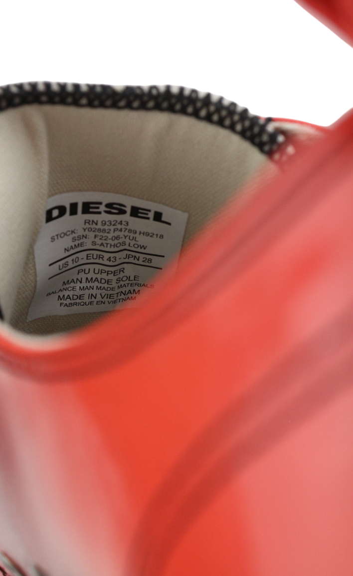 DIESEL S-Athos Low Mens Sneakers EU43 Red Coated Low Top RRP€160 Trainers