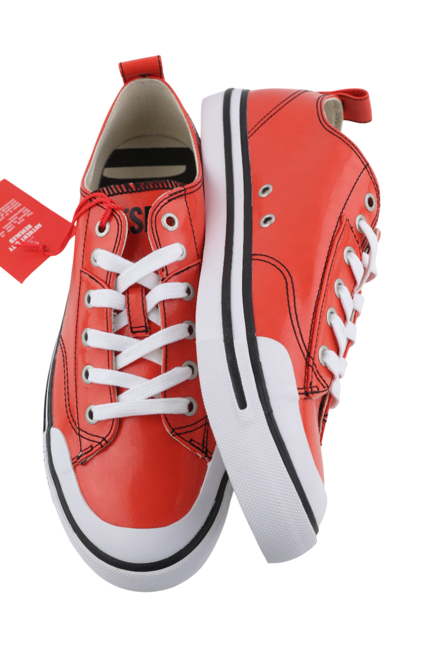 DIESEL S-Athos Low Mens Sneakers EU43 Red Coated Low Top RRP€160 Trainers