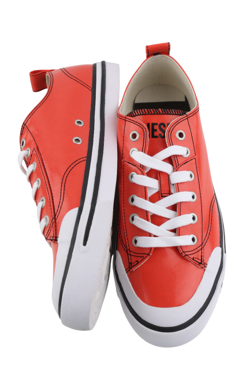 DIESEL S-Athos Low Mens Sneakers EU43 Red Coated Low Top RRP€160 Trainers