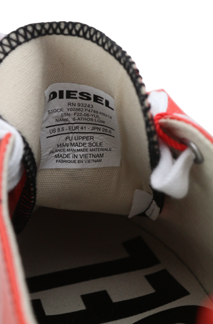 DIESEL S-Athos Low Mens Sneakers EU41 Red Coated Lace Up RRP€160 Trainers