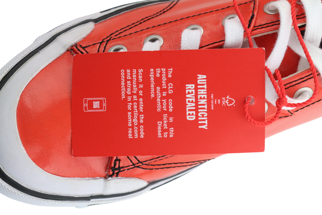 DIESEL S-Athos Low Mens Sneakers EU41 Red Coated Lace Up RRP€160 Trainers