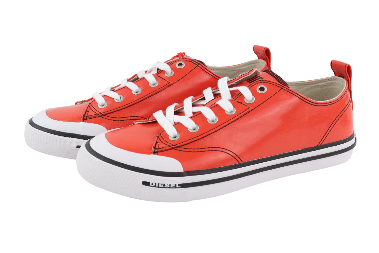 DIESEL S-Athos Low Mens Sneakers EU41 Red Coated Lace Up RRP€160 Trainers