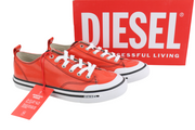 DIESEL S-Athos Low Mens Sneakers EU44.5 Red Coated Lace Up Trainers RRP€160