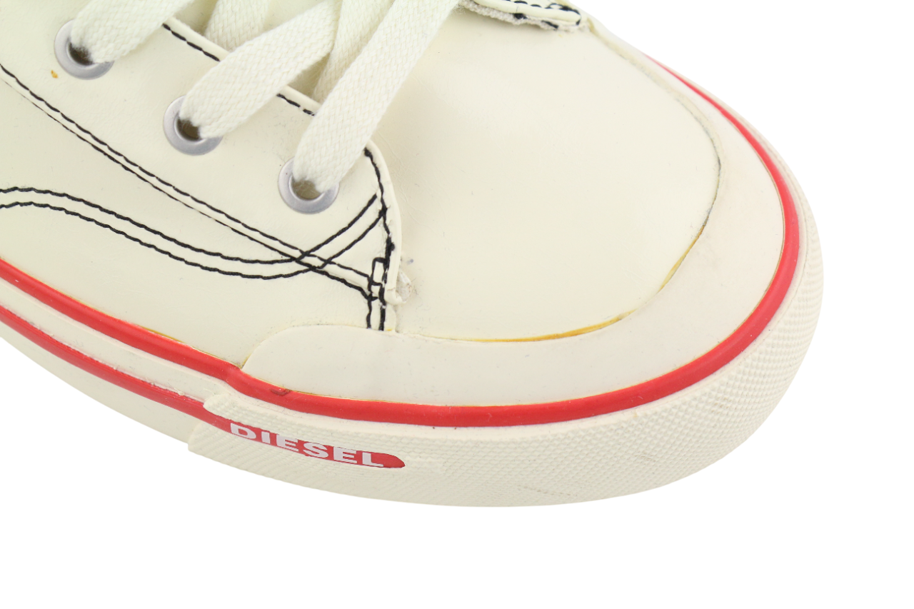 DIESEL S-Athos Low Mens Sneakers EU44 White Coated Lace Up RRP€160 Trainers