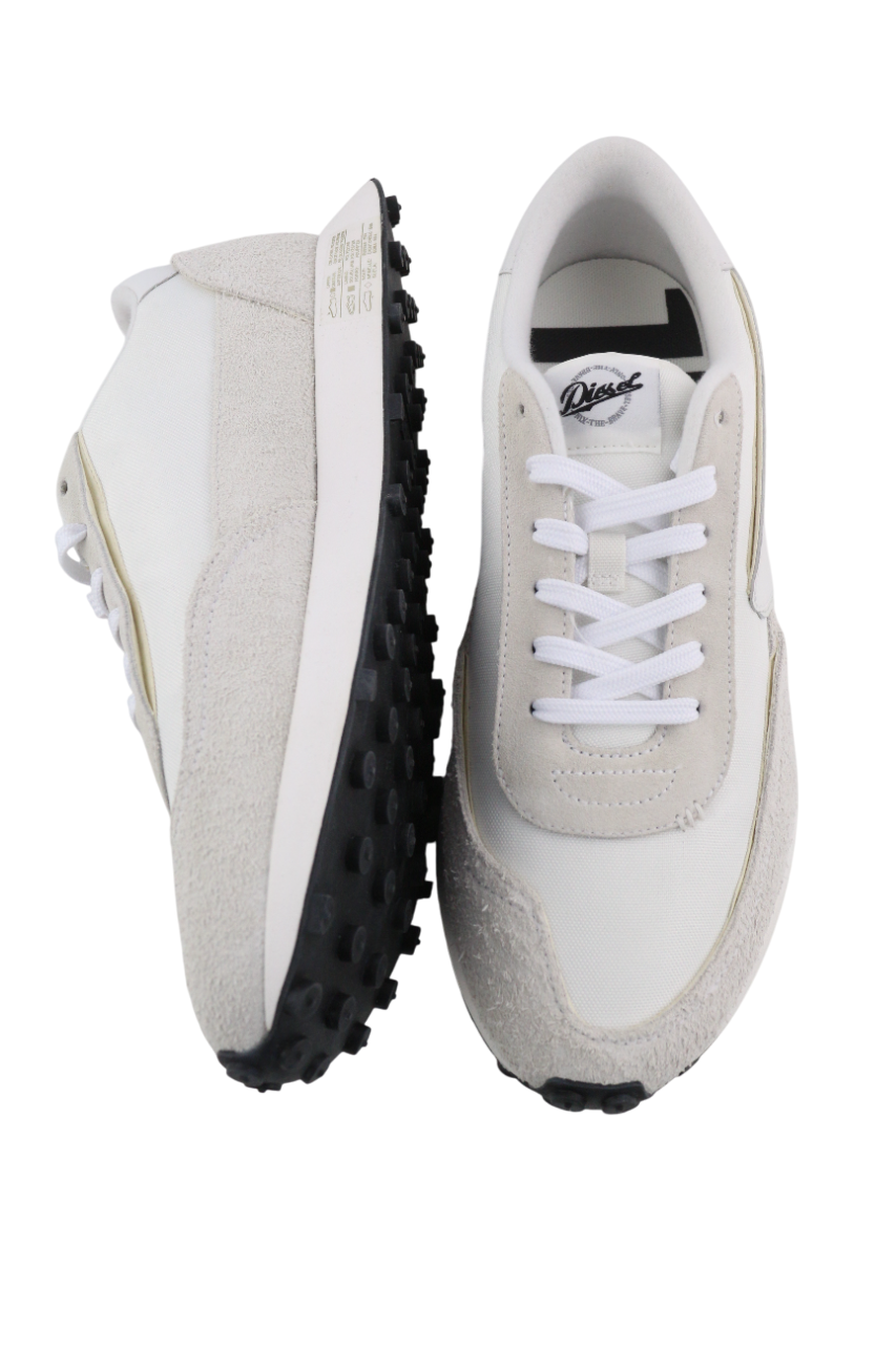 DIESEL S-Racer-Lc Mens Sneakers EU42 White Leather RRP€195 Lace Trainers