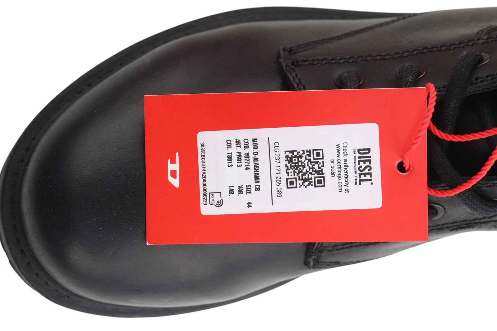 DIESEL D-Alabhama CB Men Boots EU44 Black Leather RRP295 Laced Almond Toe Dark