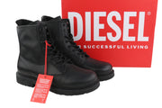 DIESEL D-Alabhama CB Men Boots EU44 Black Leather RRP295 Laced Almond Toe Dark