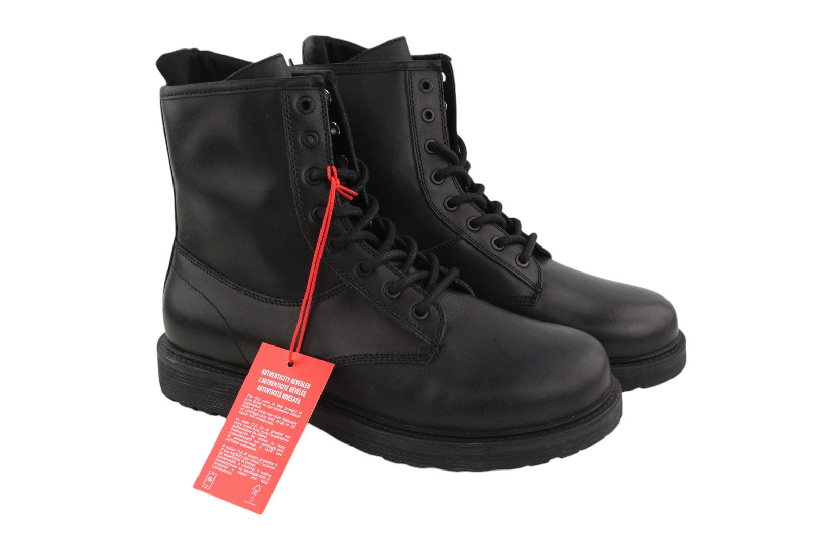 DIESEL D-Alabhama CB Men Boots EU44 Black Leather RRP295 Laced Almond Toe Dark