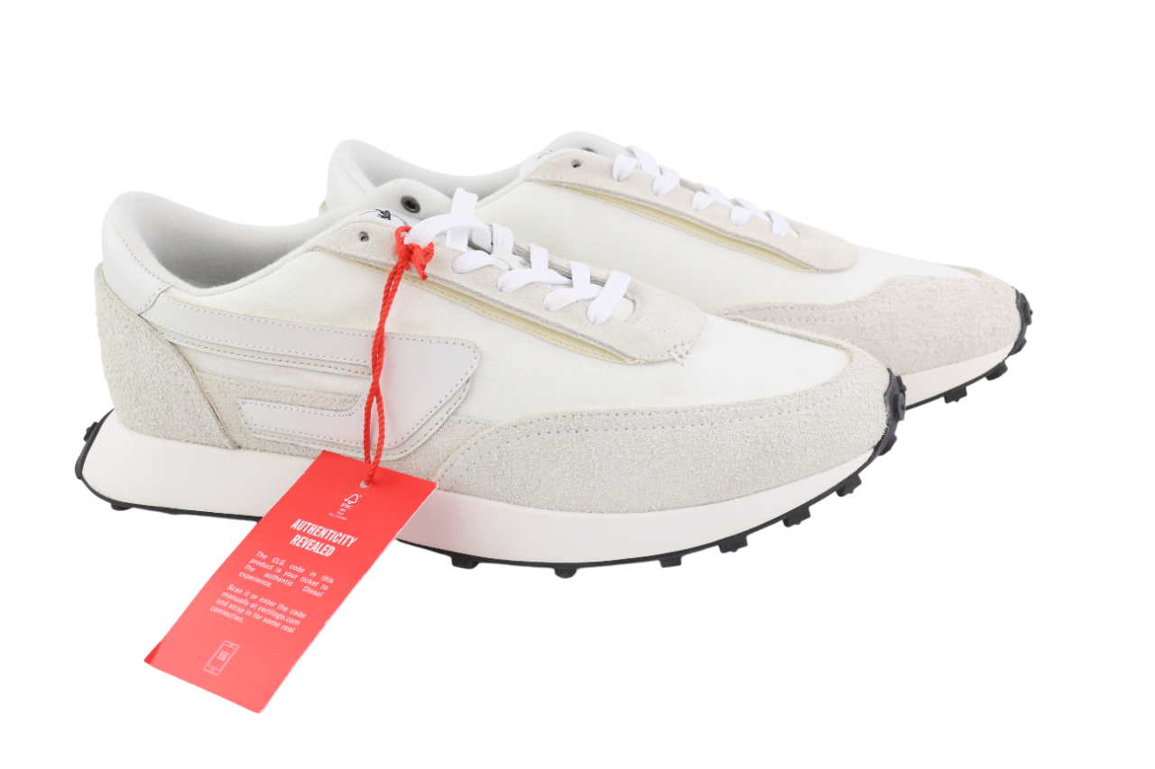 DIESEL S-Racer-Lc Mens Sneakers EU41 White Leather RRP€195 Lace Trainers