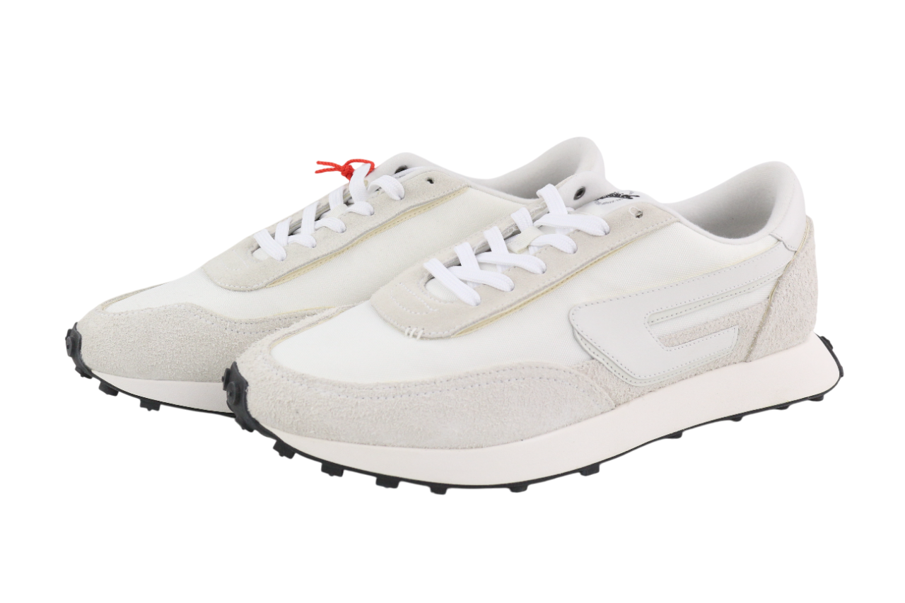 DIESEL S-Racer-Lc Mens Sneakers EU41 White Leather RRP€195 Lace Trainers