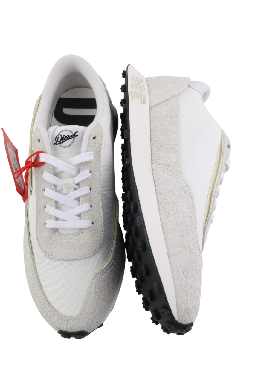 DIESEL S-Racer-Lc Mens Sneakers EU41 White Leather RRP€195 Lace Trainers