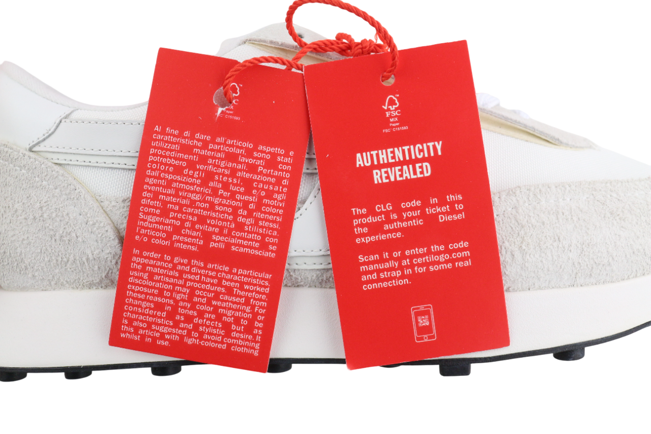 DIESEL S-Racer-Lc Mens Sneakers EU44 White Leather Lace Trainers RRP€195