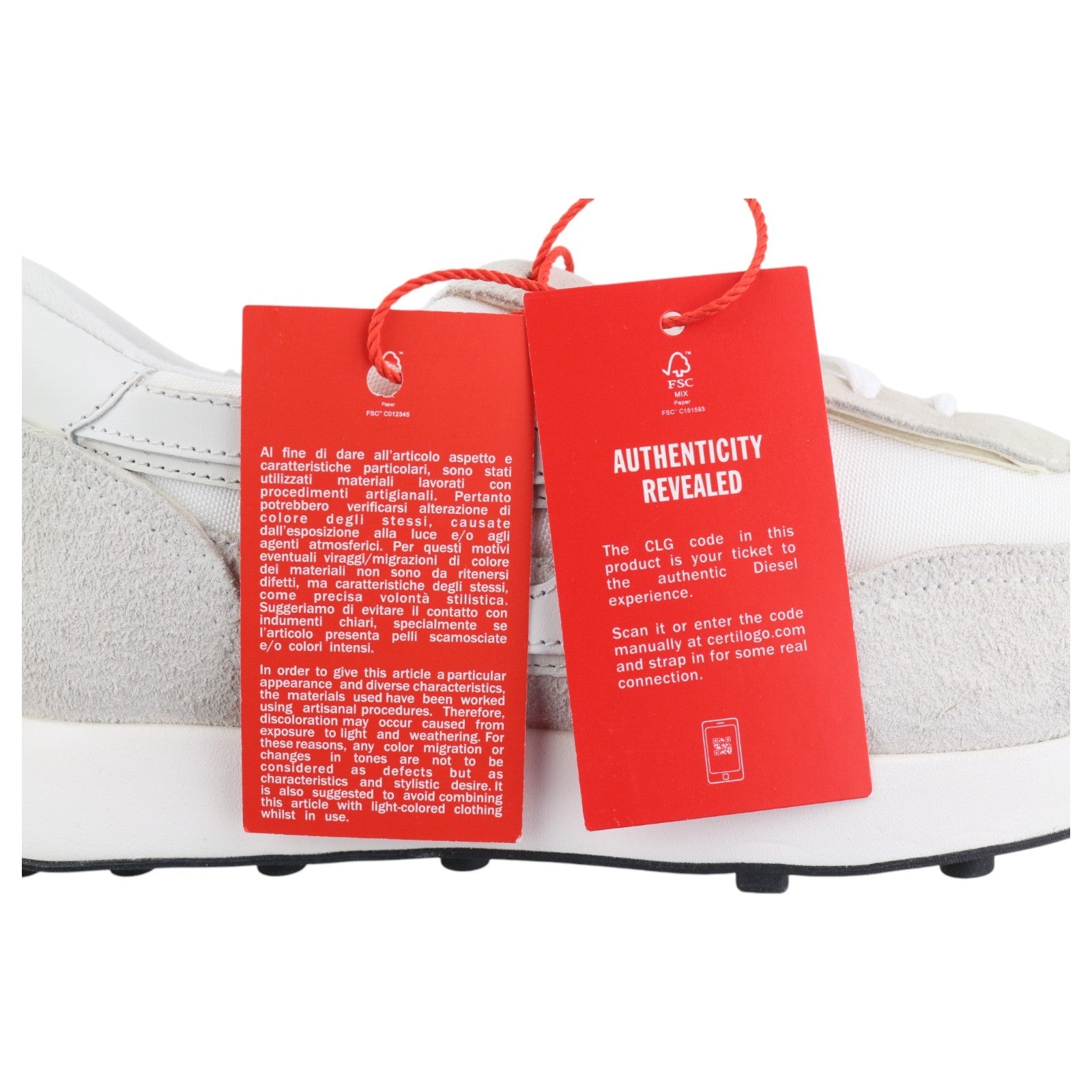 DIESEL S-Racer-Lc Mens Sneakers EU43 White Leather RRP€195 Lace Trainers