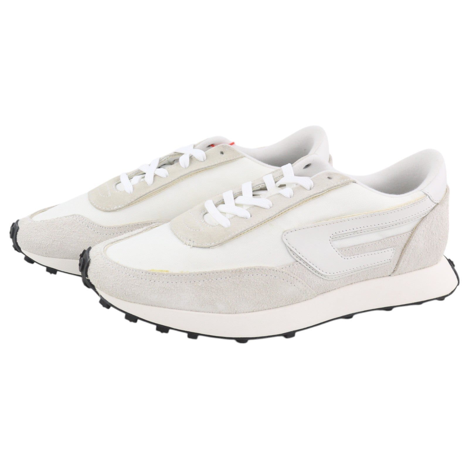 DIESEL S-Racer-Lc Mens Sneakers EU43 White Leather RRP€195 Lace Trainers