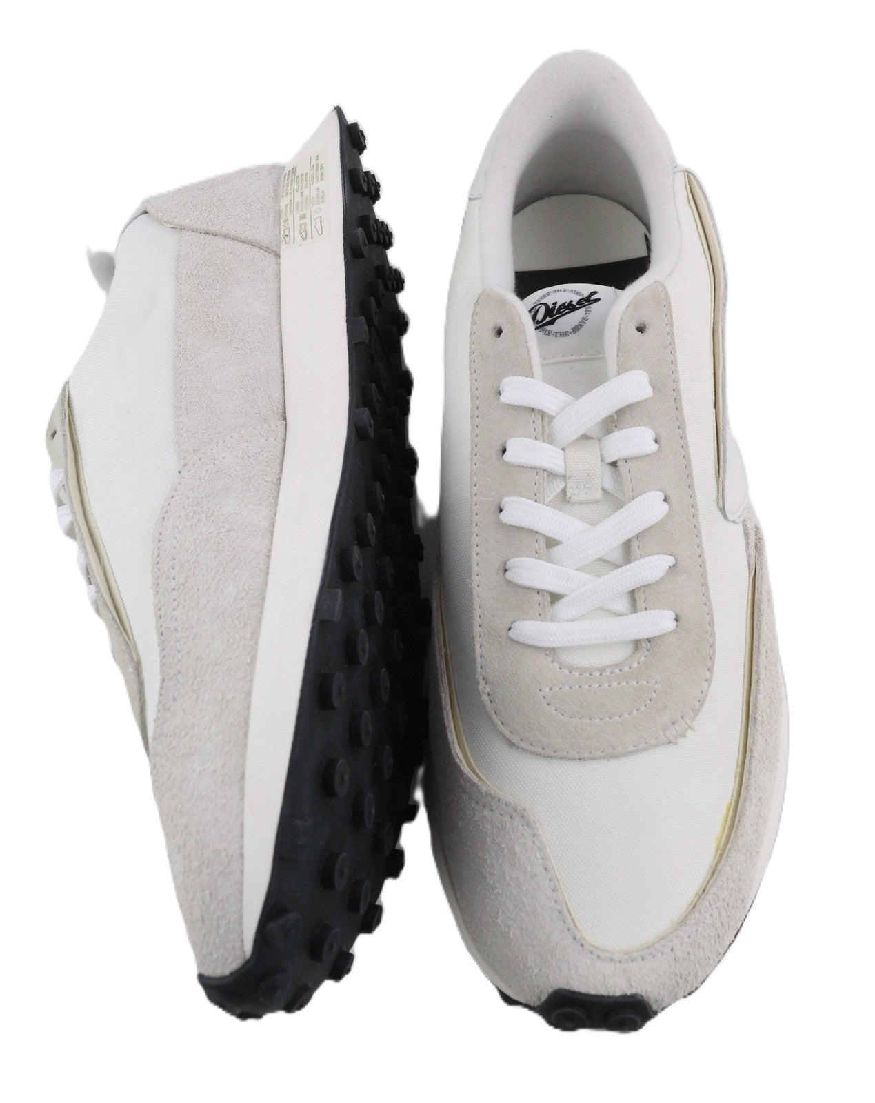 DIESEL S-Racer-Lc Mens Sneakers EU43 White Leather RRP€195 Lace Trainers