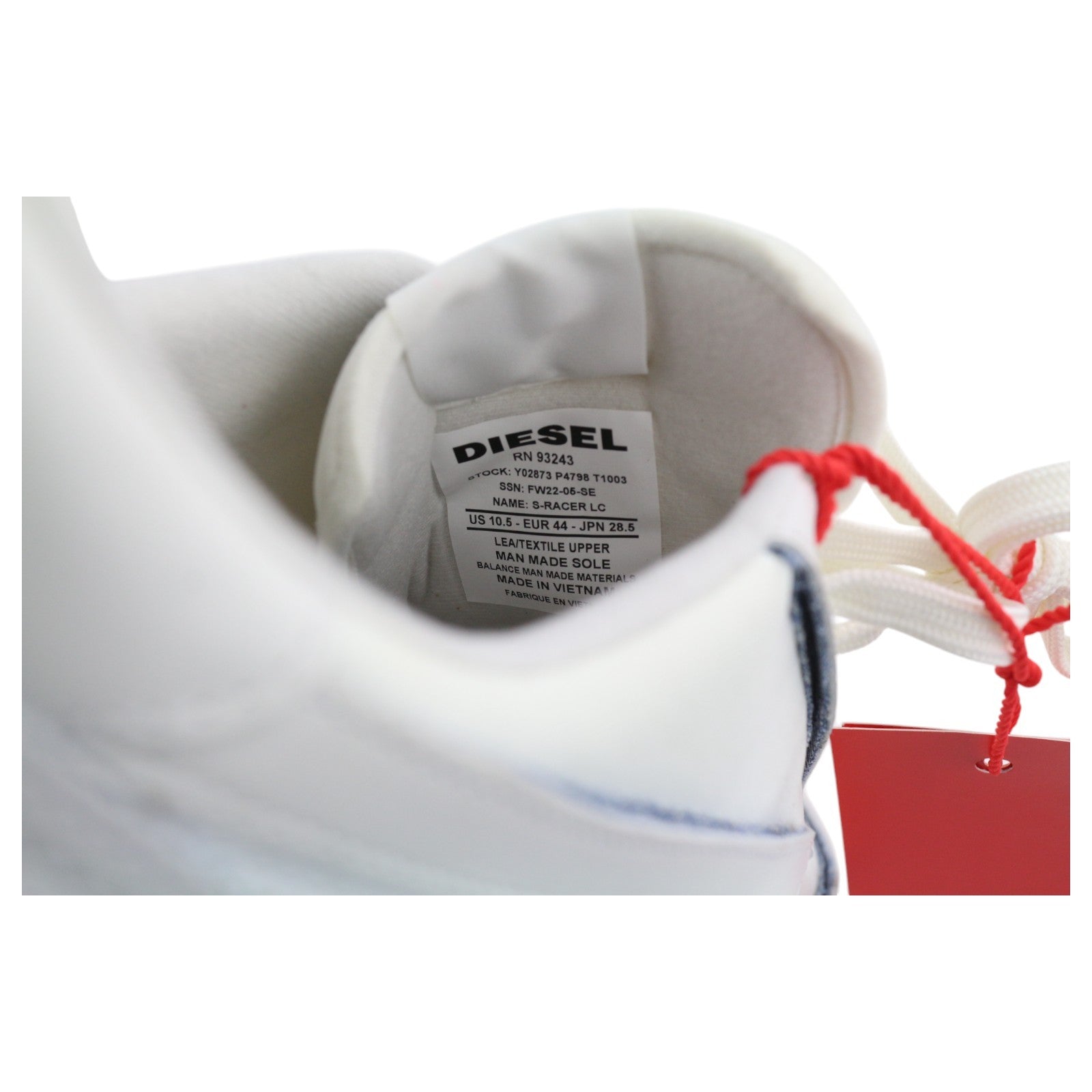 DIESEL S-Racer LC Men Sneakers EU44 White Suede Leather RRP€195 Trainers