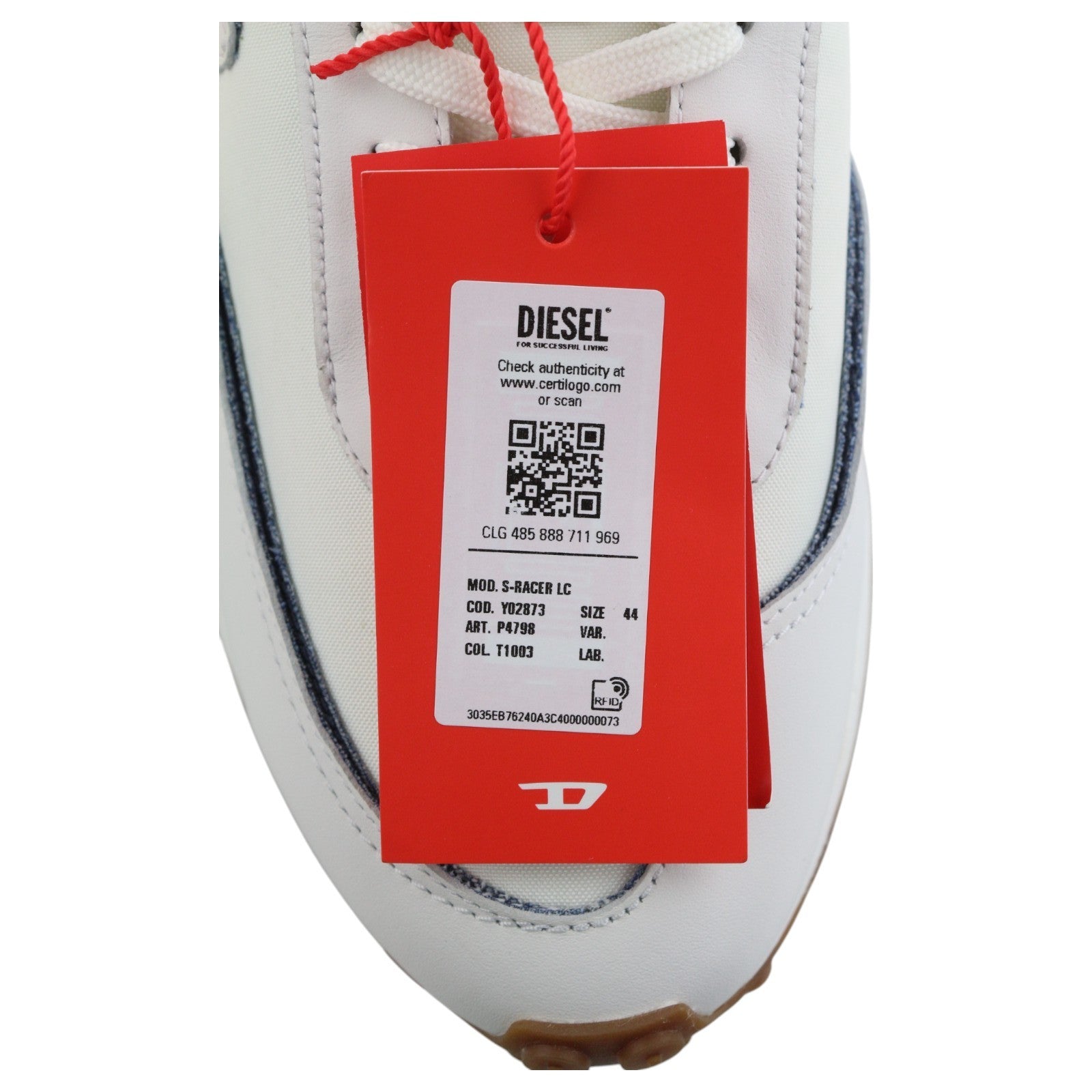 DIESEL S-Racer LC Men Sneakers EU44 White Suede Leather RRP€195 Trainers