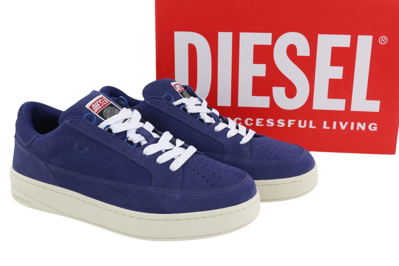 DIESEL S-Sinna Low Men Sneakers EU41 Mid Blue Cow Leather Low RRP€160 Trainers
