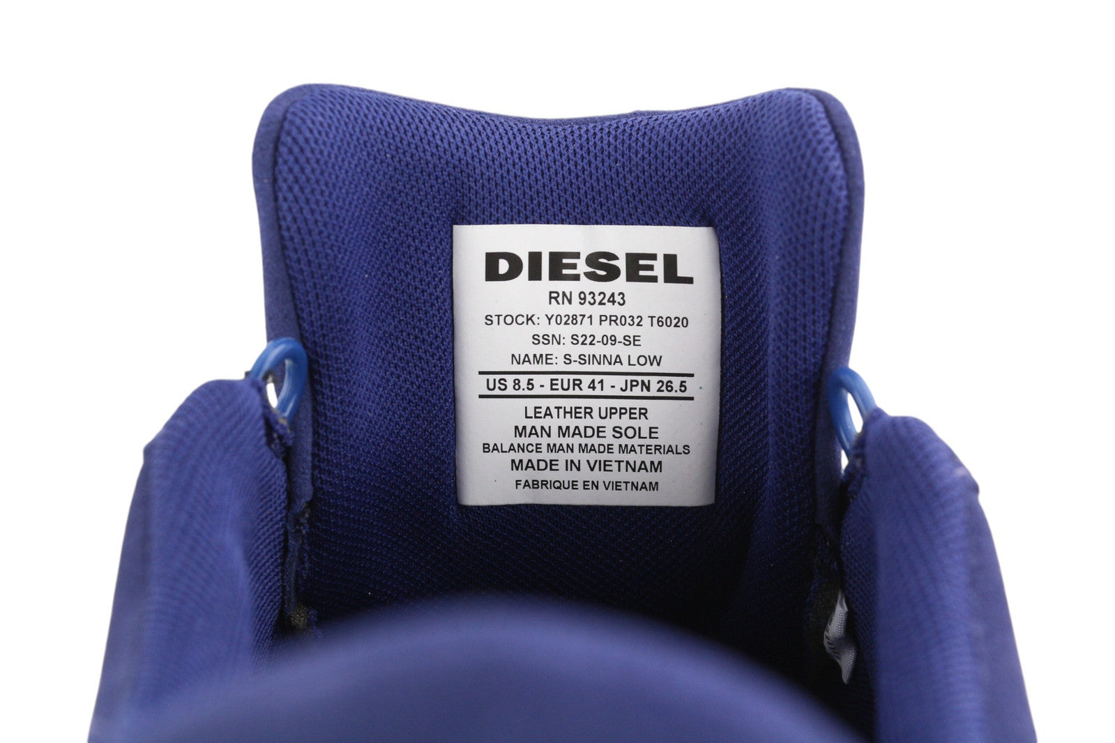 DIESEL S-Sinna Low Men Sneakers EU41 Mid Blue Cow Leather Low RRP€160 Trainers