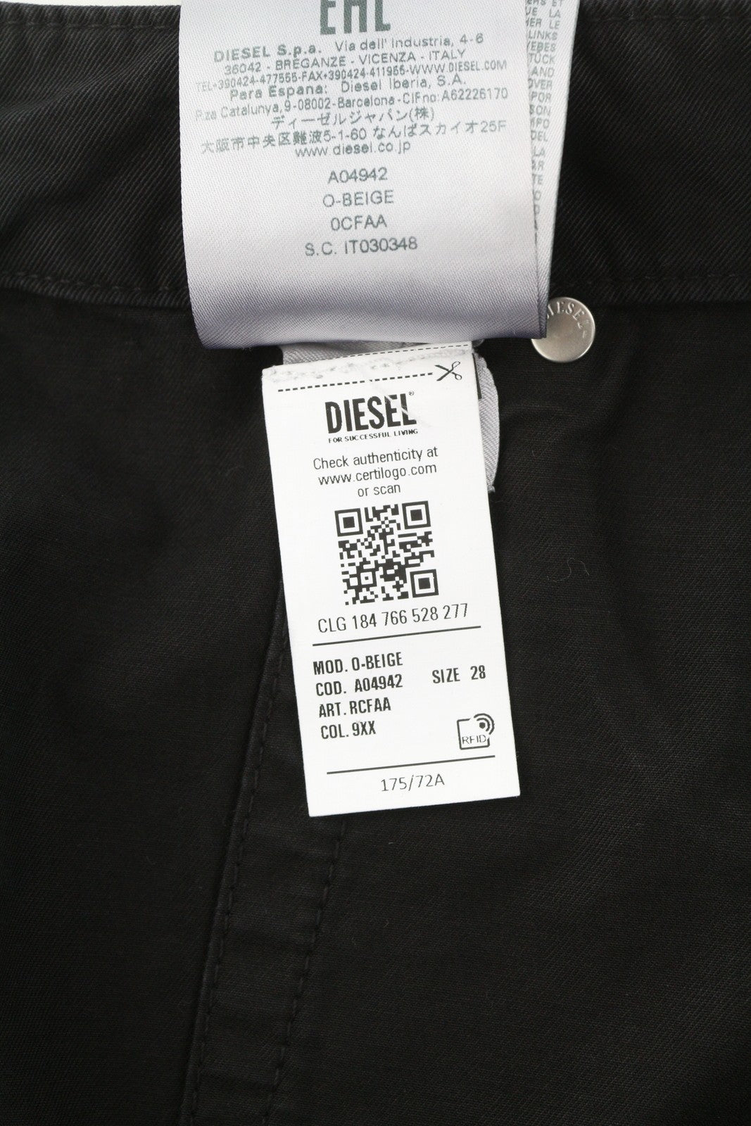 DIESEL O-Beige Women Skirt W28 Black Cotton Buttoned 5-Design Pockets RRP150