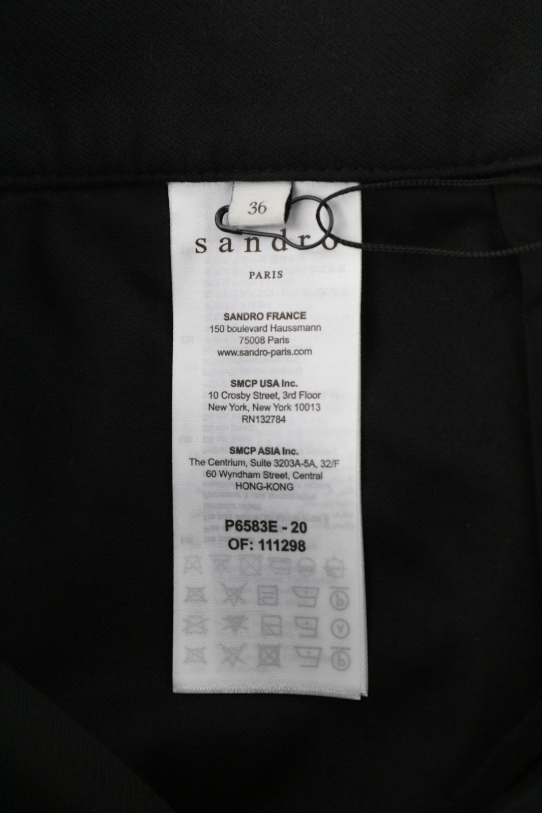 SANDRO Women Trousers 36 Black Cotton Blend Pleated Front Classic Formal